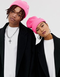 Розовая шапка-бини в рубчик COLLUSION Unisex - Розовый