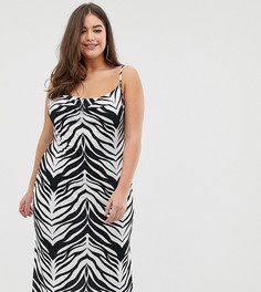 Платье-комбинация миди с тигровым принтом ASOS DESIGN Curve - Мульти
