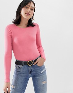 Базовый розовый лонгслив Stradivarius - Розовый