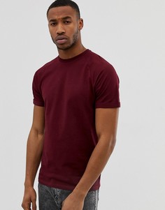 Бордовая фактурная футболка с рукавами реглан Bershka Join - Красный