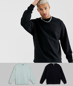 Набор из 2 свободных свитшотов черного и серого цвета ASOS DESIGN - Мульти