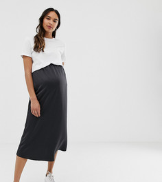 Атласная юбка миди ASOS DESIGN Maternity - Черный