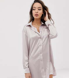Атласное платье-рубашка в стиле бойфренда ASOS DESIGN - Серый