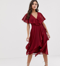Платье миди с асимметричным краем и кейпом ASOS DESIGN - Красный