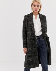 Строгое двубортное пальто в клетку Vero Moda - Коричневый
