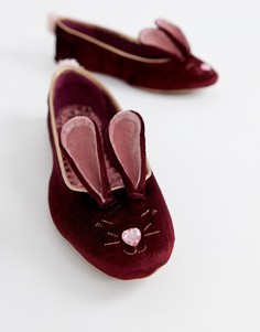 Бордовые бархатные тапочки-кролики Ted Baker - Красный