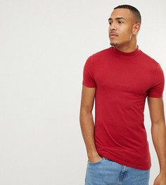 Красная обтягивающая футболка с высоким воротом ASOS DESIGN Tall - Красный