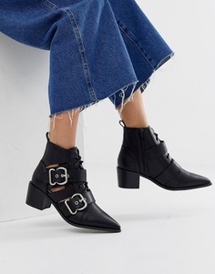Ботинки с вырезами и пряжками Miss Selfridge - Черный