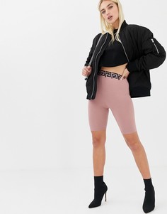 Шорты-леггинсы с монограммой на поясе ASOS DESIGN - Бежевый