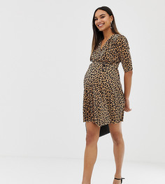 Платье мини с леопардовым принтом и пуговицами ASOS DESIGN Maternity - Мульти
