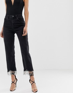 Выбеленные черные джинсы прямого кроя с завышенной талией ASOS DESIGN Farleigh - Черный