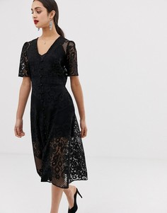 Кружевное чайное платье миди ASOS DESIGN - Черный