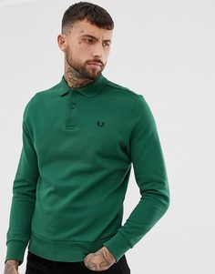 Поло с длинными рукавами из пике зеленого цвета с флисовой подкладкой Fred Perry - Зеленый
