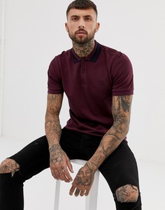 Бордовое поло из пике с кантом Fred Perry - Красный