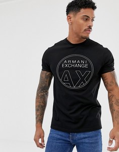 Черная футболка с круглым логотипом Armani Exchange AX - Черный