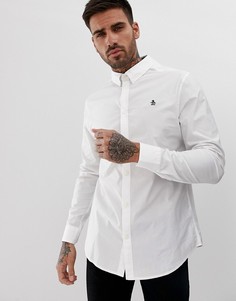 Белая поплиновая рубашка с воротником на пуговицах и логотипом Original Penguin - Белый