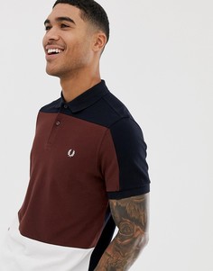 Темно-синее поло из пике со вставками Fred Perry - Темно-синий