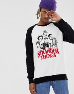 Белый свитшот с рукавами реглан и принтом Pull&Bear X Stranger Things - Белый