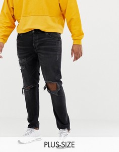 Выбеленные черные рваные джинсы скинни River Island Big & Tall - Черный