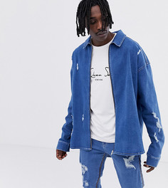 Джинсовая oversize-рубашка с логотипом ASOS DESIGN x LaQuan Smith - Синий