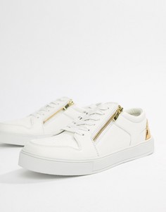 Белые кроссовки с золотистой молнией ASOS DESIGN - Белый