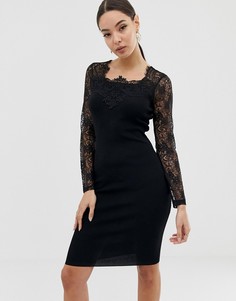 Черное платье с кружевными рукавами Lipsy - Черный
