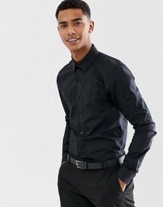 Черная обтягивающая рубашка из поплина New Look - Черный