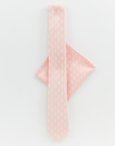 Набор: галстук и платок для нагрудного кармана розового цвета Twisted Tailor - Розовый