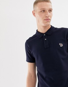 Темно-синее поло узкого кроя с логотипом-зеброй PS Paul Smith - Темно-синий
