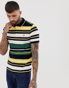 Поло из пике зеленого цвета в полоску Fred Perry - Зеленый