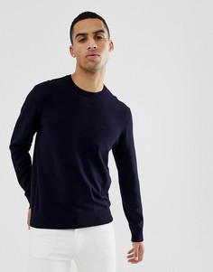 Темно-синий джемпер с круглым вырезом и логотипом Emporio Armani - Темно-синий