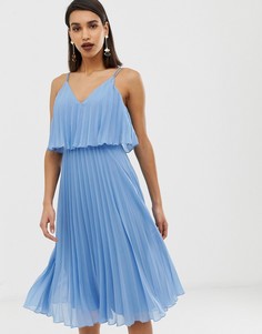 Плиссированное платье с кроп-топом ASOS DESIGN - Синий