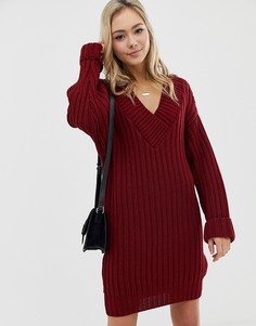 Трикотажное платье мини в крупный рубчик ASOS DESIGN - Красный