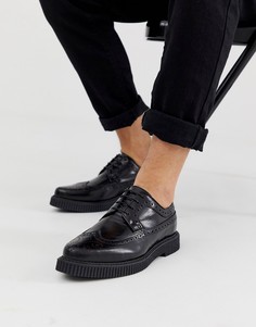 Черные кожаные броги-криперы ASOS DESIGN - Черный