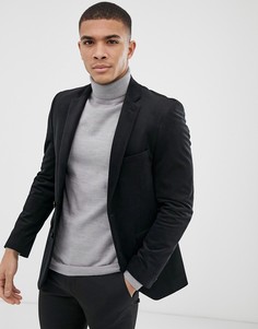 Черный бархатный блейзер Burton Menswear - Черный