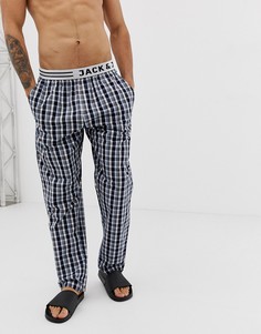 Тканые штаны для дома в клетку Jack & Jones - Темно-синий