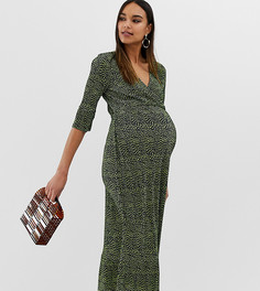 Плиссированное чайное платье миди с открытой спиной и принтом ASOS DESIGN Maternity - Мульти