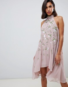 Свободное платье с цветочной отделкой ASOS DESIGN - Розовый