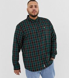 Зеленая рубашка в клетку с вышитой осой River Island Big & Tall - Зеленый