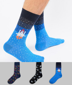 3 пары носков с космическим принтом New Look - Мульти