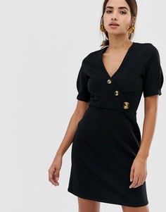 Фактурное платье-футляр мини с пуговицами ASOS DESIGN - Черный