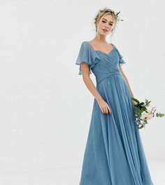 Плиссированное платье макси с рукавами клеш ASOS DESIGN - Синий