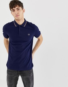 Темно-синее поло с отделкой на воротнике Fred Perry - Темно-синий