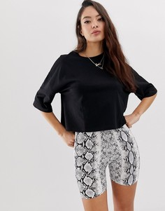 Черная укороченная футболка ASOS DESIGN - Черный