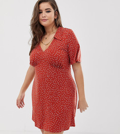 Чайное платье мини в горошек с воротником ASOS DESIGN Curve - Мульти