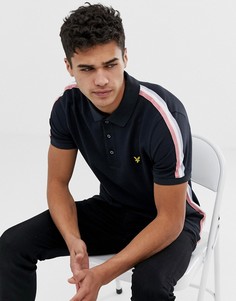 Черное поло с полосками по бокам Lyle & Scott - Черный