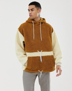 Oversize-худи со шнурком ASOS DESIGN - Коричневый