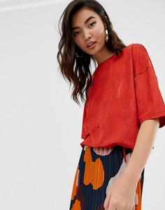 Свободный красный топ с затягивающимся шнурком по краю River Island - Красный