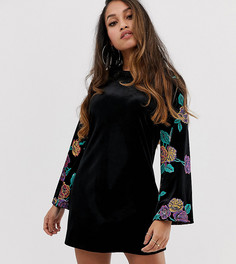 Бархатное трикотажное платье с принтом ASOS DESIGN Petite - Мульти
