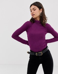 Боди с отворачивающимся воротником Free People All You Want - Фиолетовый
